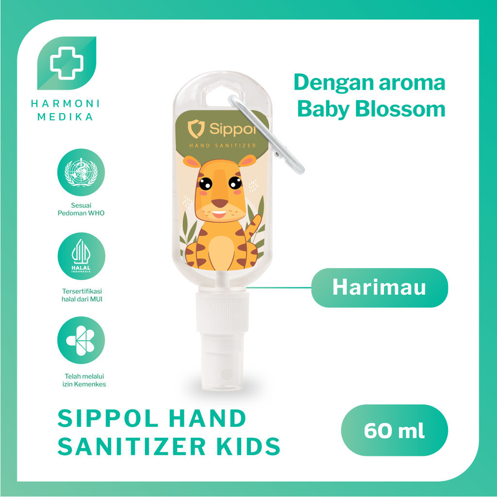Sippol Hand Sanitizer Kids 60 ml [Baby Blossom] [Harimau] / Antiseptik Pembersih Tangan Anti Bakteri