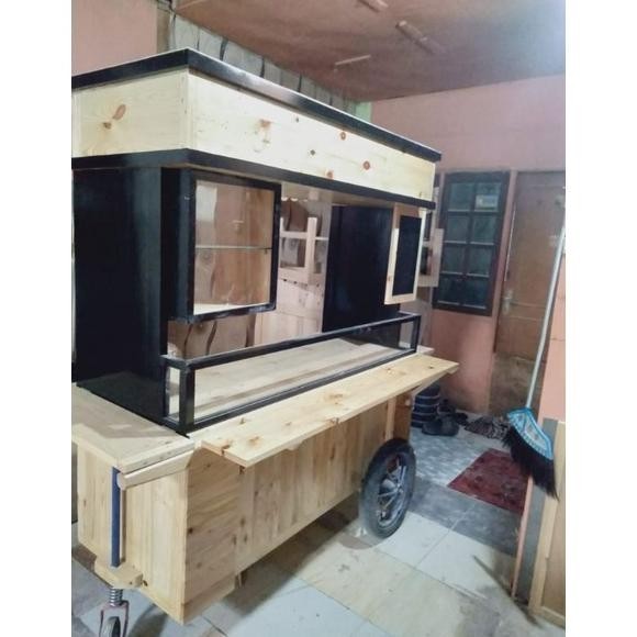 Gerobak Jualan Booth Kayu Jati Belanda Murah Booth Minimalis Modern