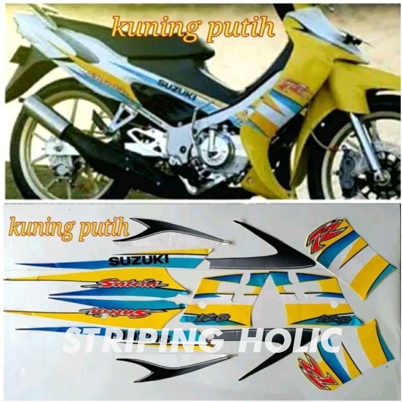 STIKER STRIPING SATRIA HIU KUNING PUTIH
