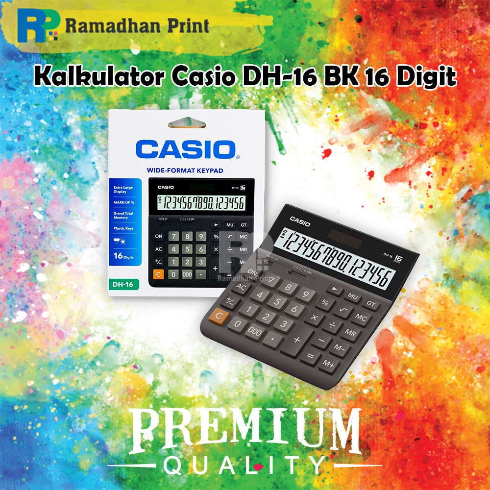 

Casio Kalkulator DH-16 Black 16 Digit, Calculator DH16 Desktop Office 16 Digit New Original