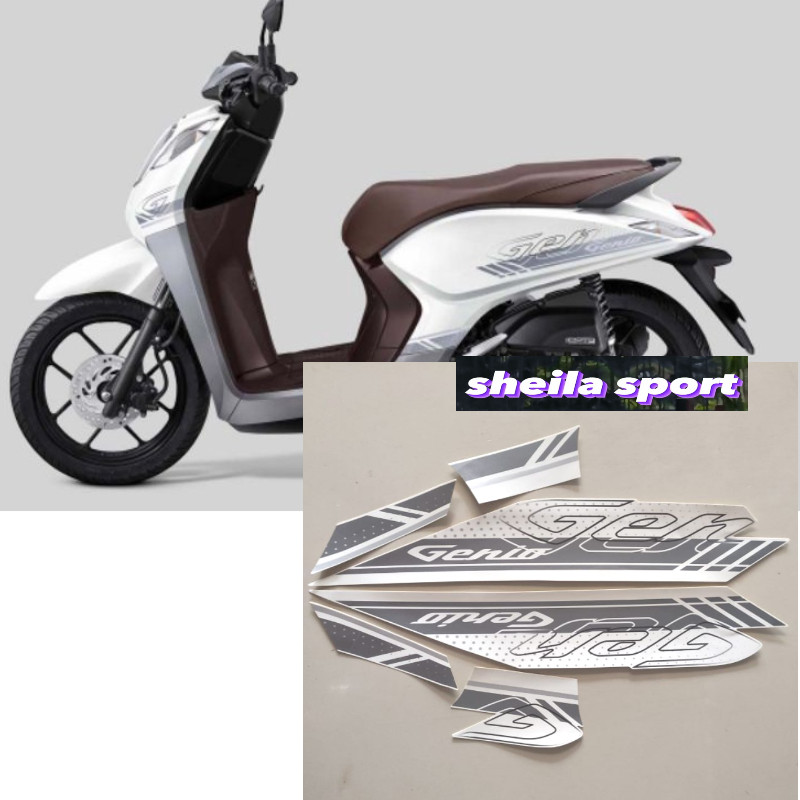 Striping sticker lis body honda genio cbs thn 2021 2022 putih silver / Stiker motor genio