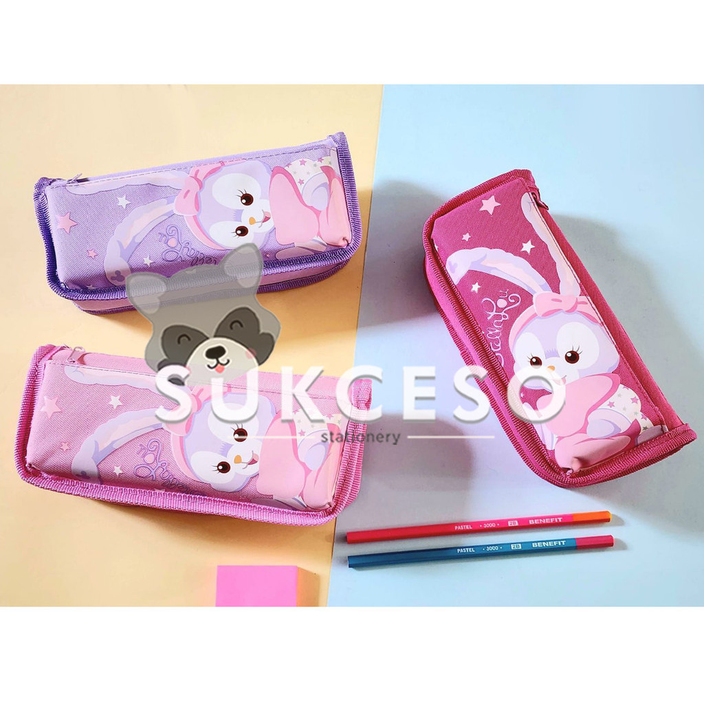 

Fancy Pencil Case StellaLou (5899) Tempat Pensil Gambar Kelinci Pita Lucu