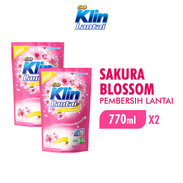 Soklin Pembersih Lantai Sakura Blossom Pouch 770 ml x2