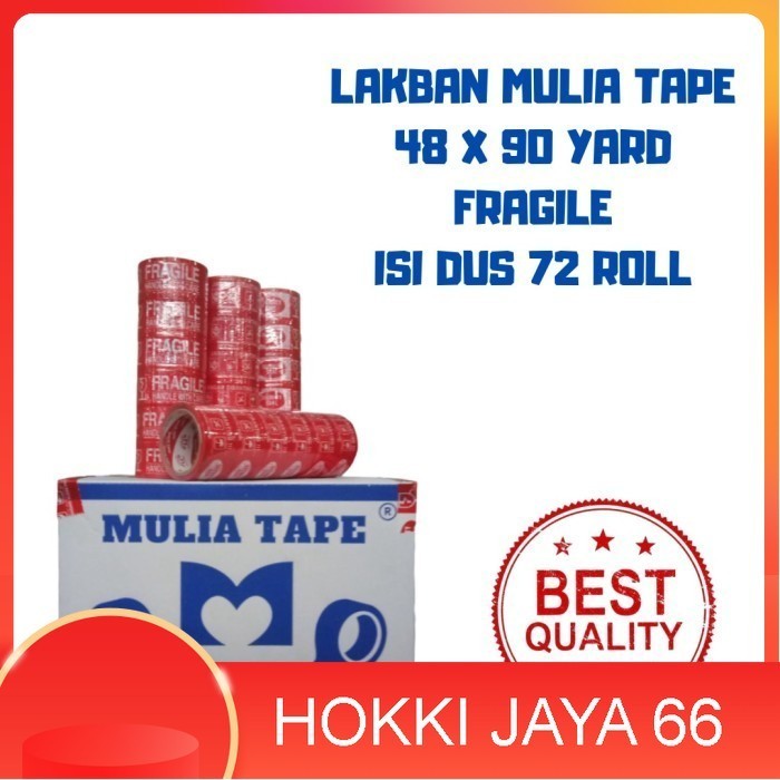 

Lakban Mulia Tape Ukuran 48mm X 90 Yard Fragile Kemasan 1 Slop