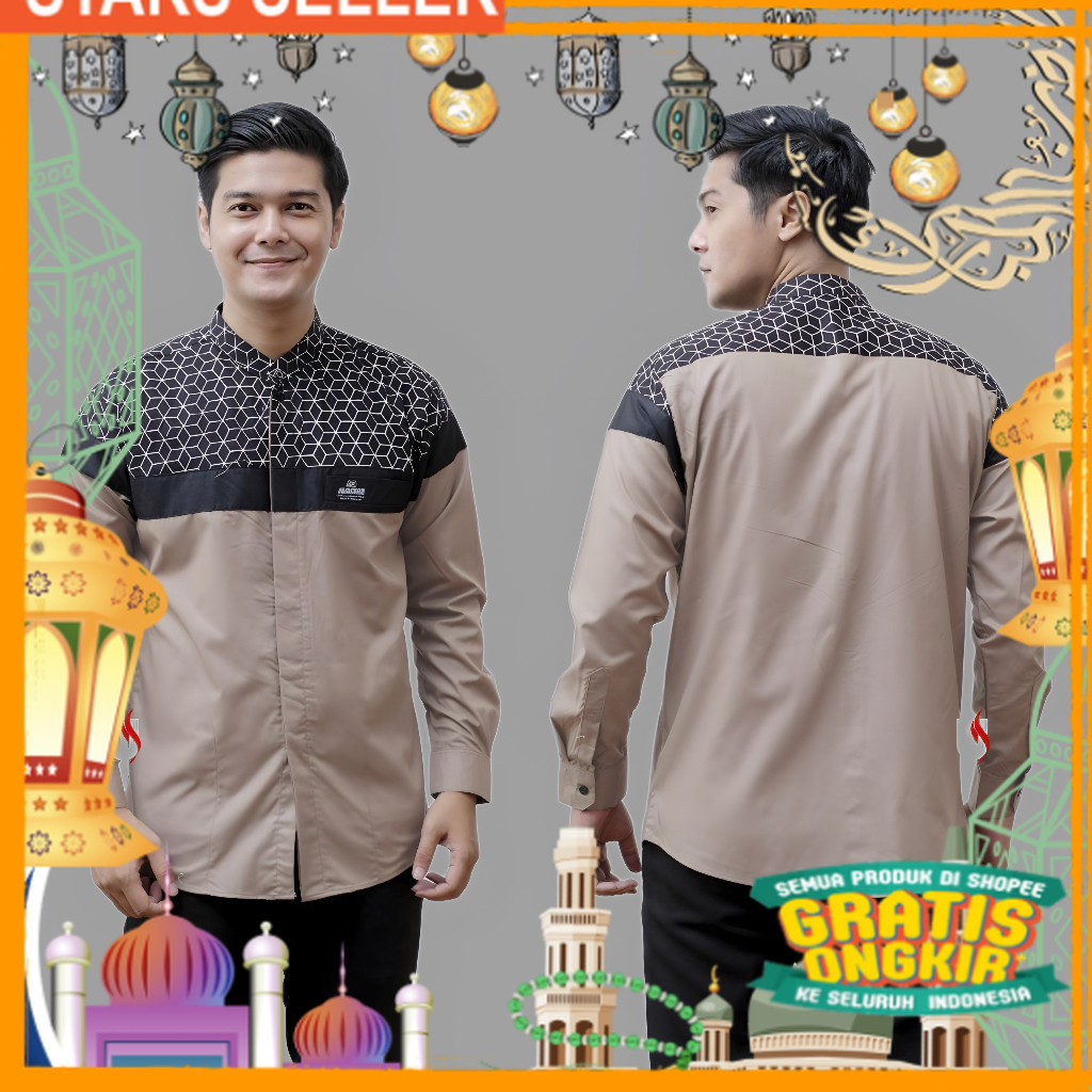 baju koko lengan panjang/baju koko bordir/ hitam putih merah biru kuning hijau