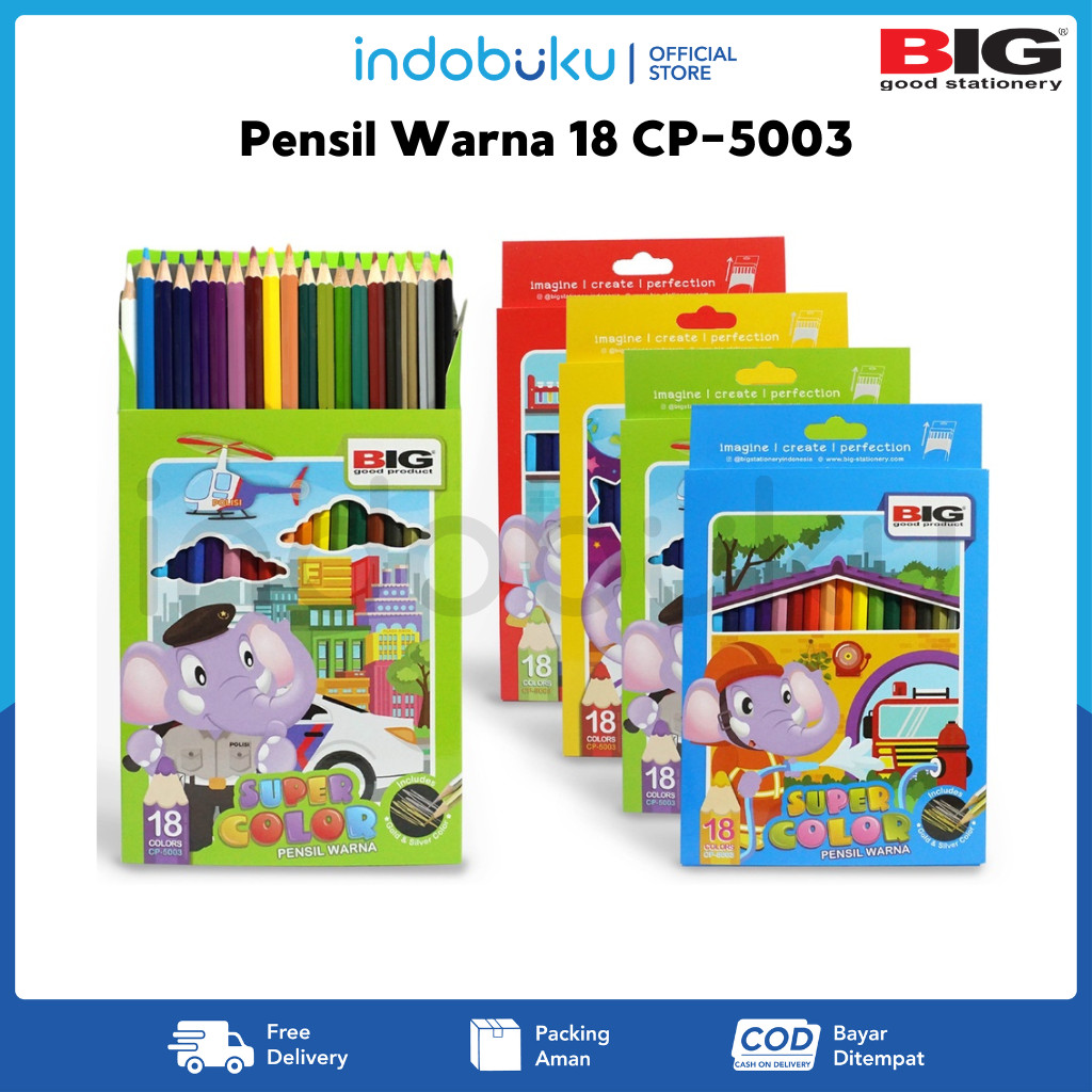 

Pensil Warna BIG 18 Warna Panjang Set Lengkap CP-5003