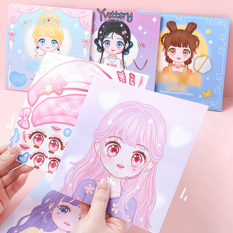 

COD❤️ Diy Change Makeup Sticker Book Mainan Edukasi Anak Kreatif Karakter Lucu Cute Souvenir Ultah