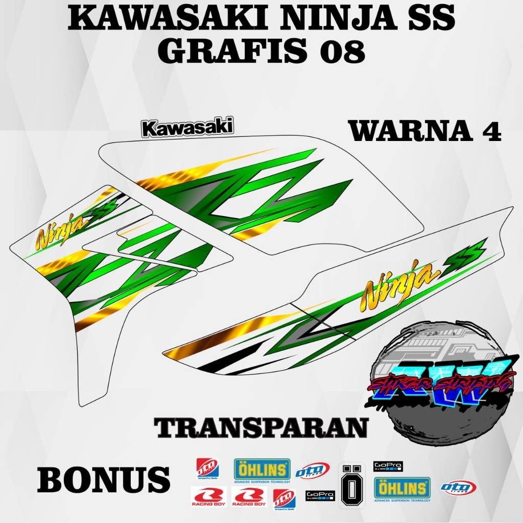 Striping ninja ss - Stiker Decal transparan kawasaki ninja ss grafis 08