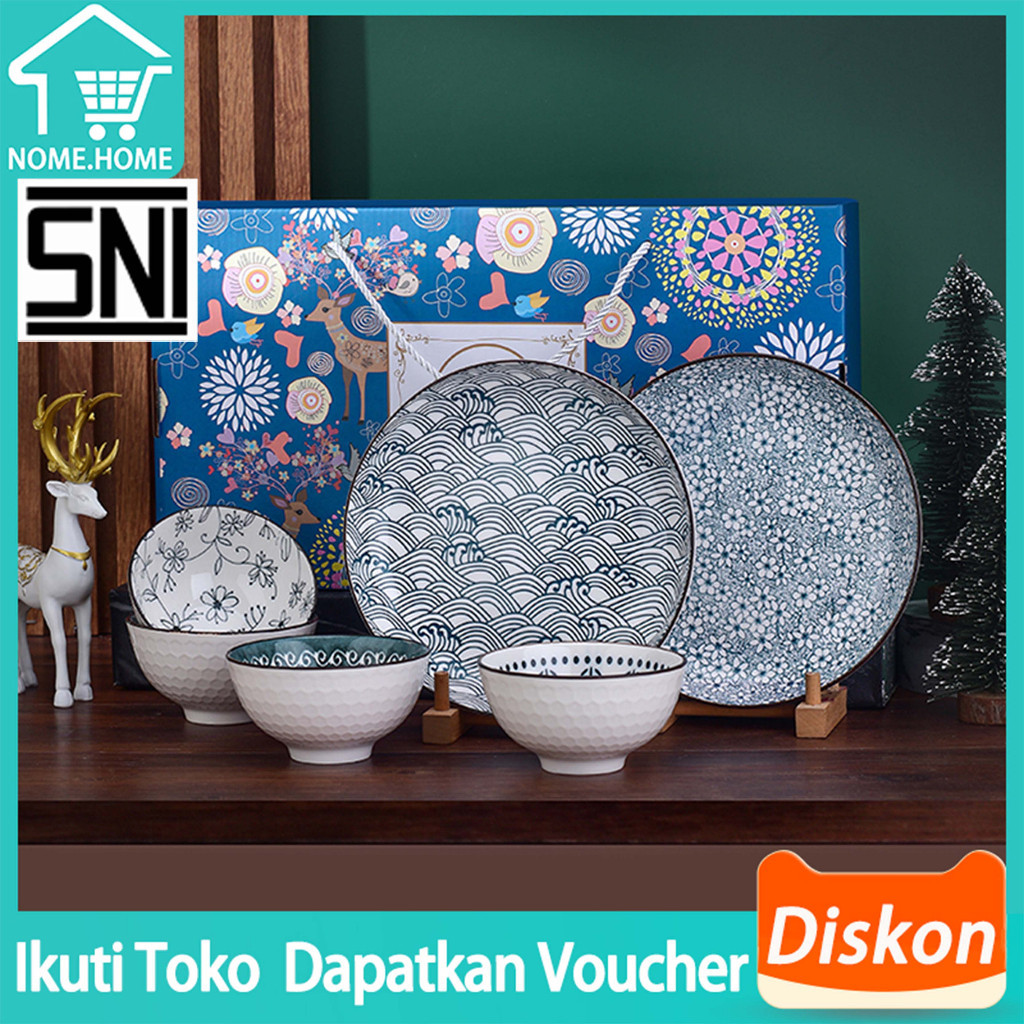 

NOME Souvenir mangkuk set porselen biru dan putih bermutu tinggi mangkuk keramik kotak hadiah mangkuk Jepang kado pernikahan mangkok Mangkok Keramik/ Baru Mewah