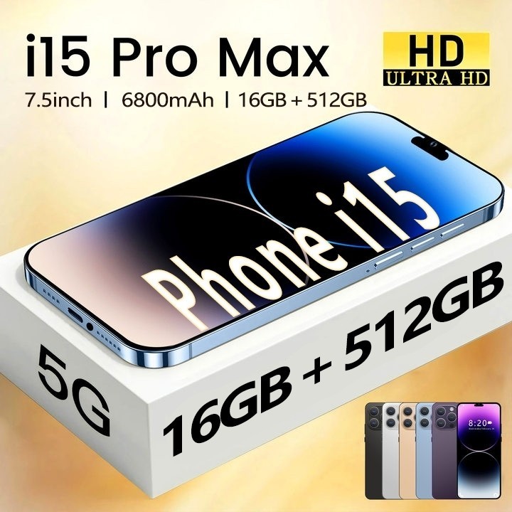 【Bisa COD】2023 Baru Phone i15 Pro Max Handphone Asli 7.5Inci 16GB RAM+512GB ROM HD Kamera Dual SIM D