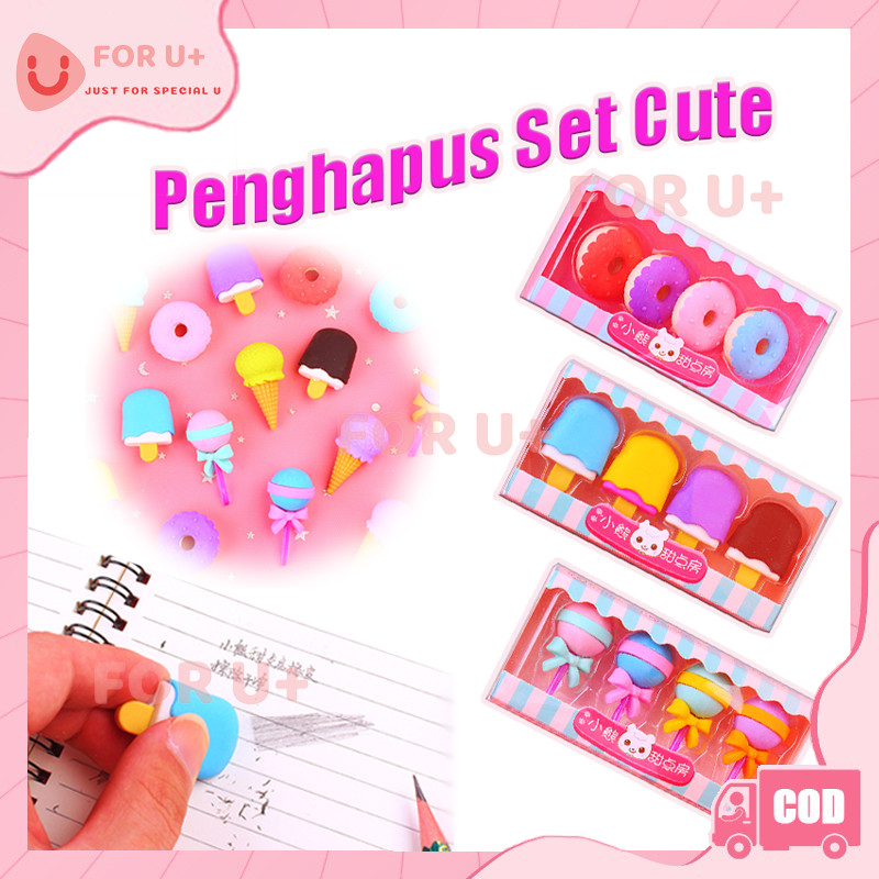 

Penghapus Set Cute / Penghapus Pensil Set 4IN1 Motif Lolipop / Lolipop Donat Pensil Karakter Sweet Eraser Anak Sekolah Karakter 4pcs