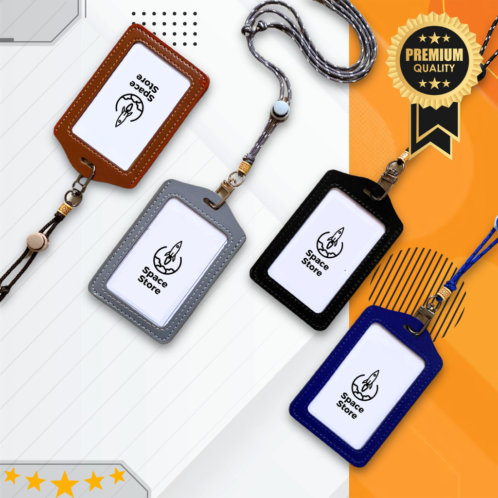 

Basic Lanyard ID Card Holder Name Tag Kulit Premium Adjustable SS06