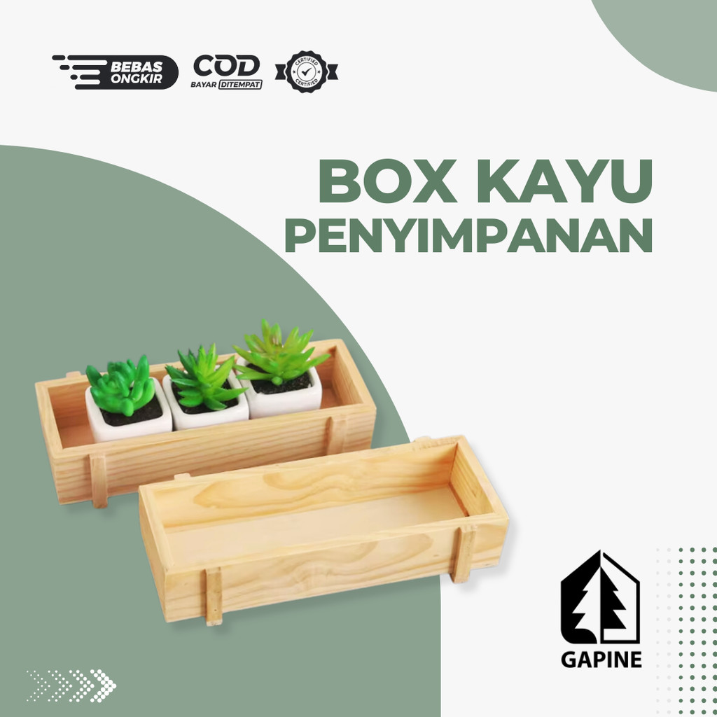 Gapine - Pot Wooden Box Kayu Jati Belanda Hiasan Rumah Meja Dekorasi Ruang Tamu Tempat Bunga Artific