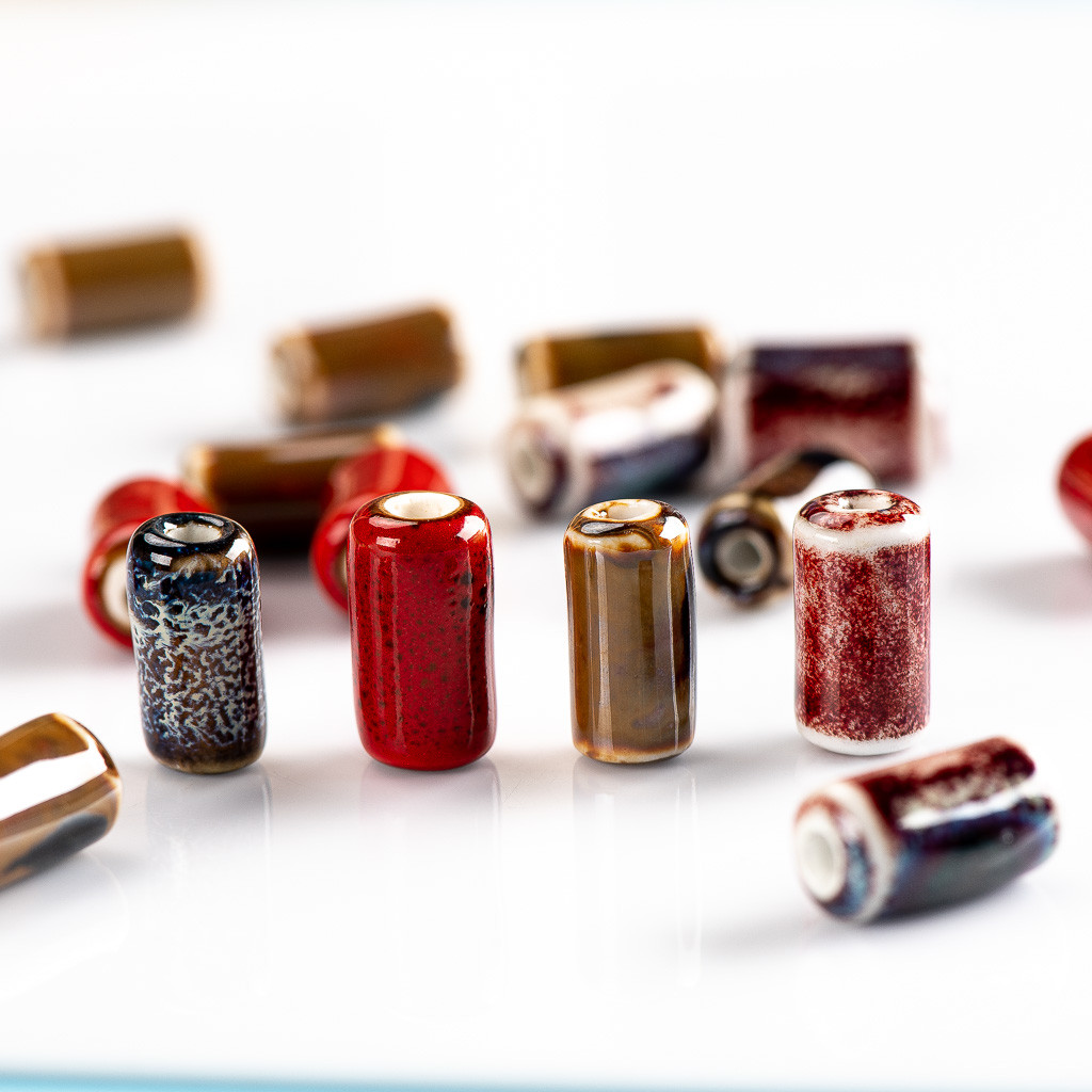 

17mm Multicolor cylindrical ceramic beads Porcelain Crafts Jewelry Handmade DIY Materials #92569