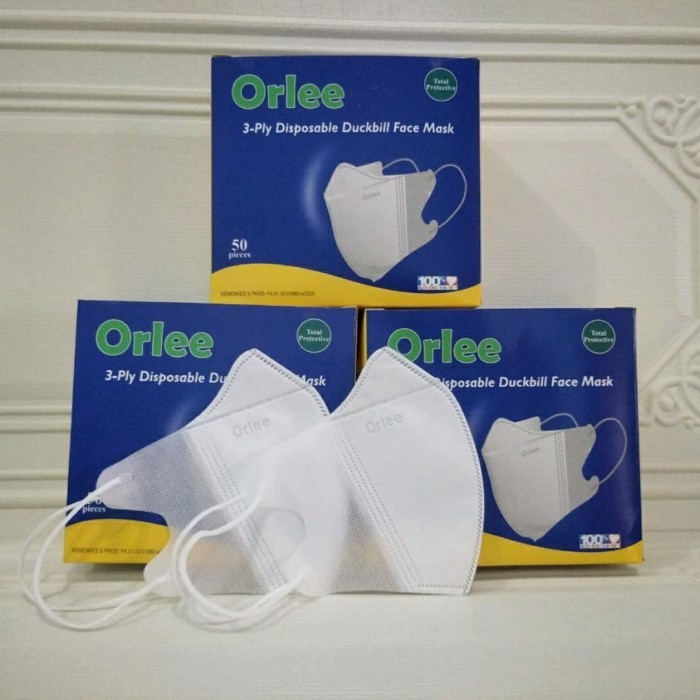 1 BOX (50 PCS) Masker DUCKBILL ORLEE EARLOOP ISI 50 ORIGINAL 3PLY NON HIJAB S3626