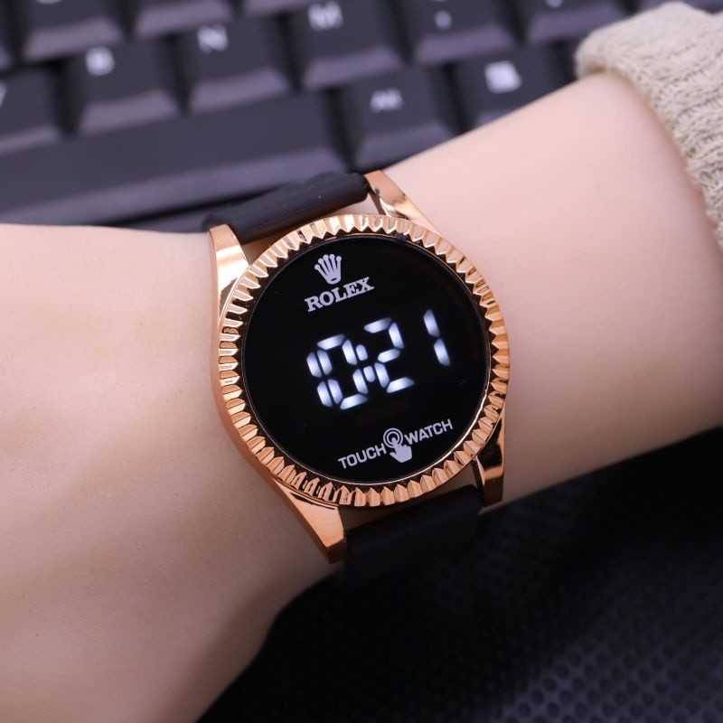 COD (TERBARU) JAM TANGAN WANITA ROLEX LED 4551L TALI RUBBER FREE BOX & BATERAI || JAM TANGAN WANITA 