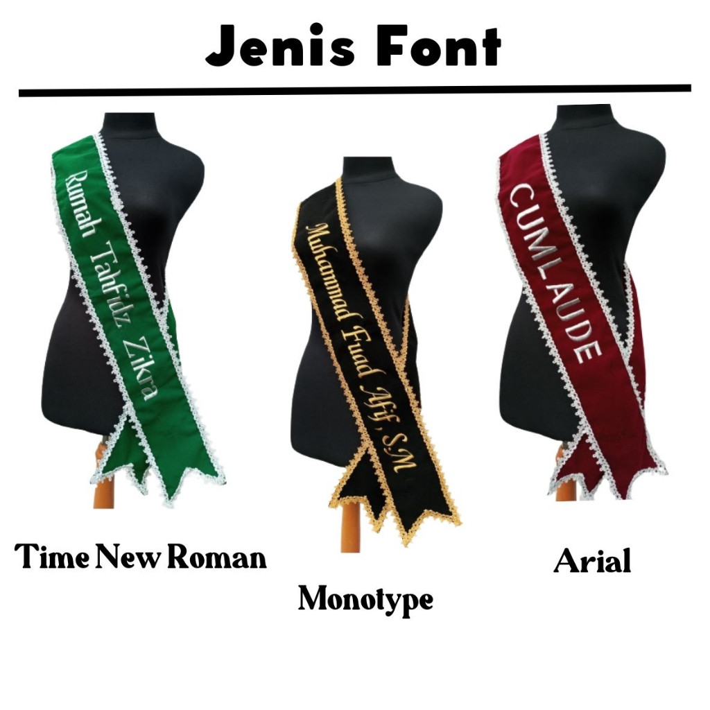 [2 BARIS] Selempang Selmpang Wisuda 2 Baris Logo Leher Custom Bordir Murah Selempang Wisuda