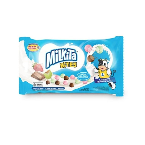 

Milkita Bites Permen Susu - Crunchy Diluar Chewy Didalam 1 Pack (Isi 15 Butir) @25 Gram