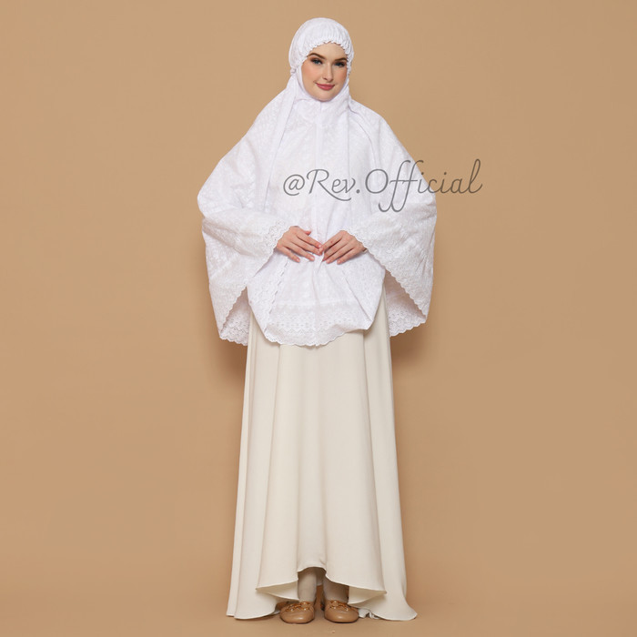 Bergo Kantong Wanita Putih Bordir / Perlengkapan Haji dan umroh Wanita - Putih Bordir