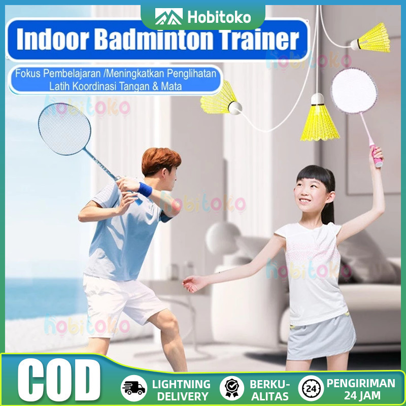 【Beli 1 dapat 49】Set Latihan Pelatih Bulu Tangkis dengan Lampu Bulu Tangkis Raket Bulu Tangkis Peral