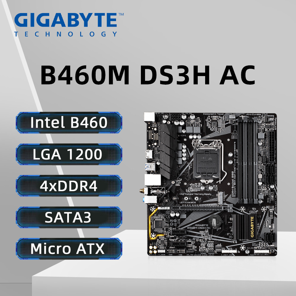 Gigabyte B460M DS3H AC Motherboard Support i9-10900K i7-10700K i5-10600K i3-10100 CPU 4xDDR4 2xM.2 I