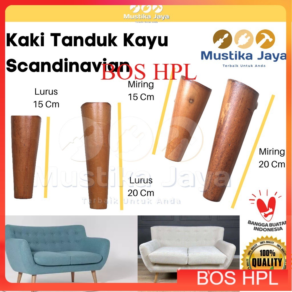 Kaki Sofa Kayu Tanduk Bubut Kayu Retro 15 Cm 20 Cm Scandinavian Murah
