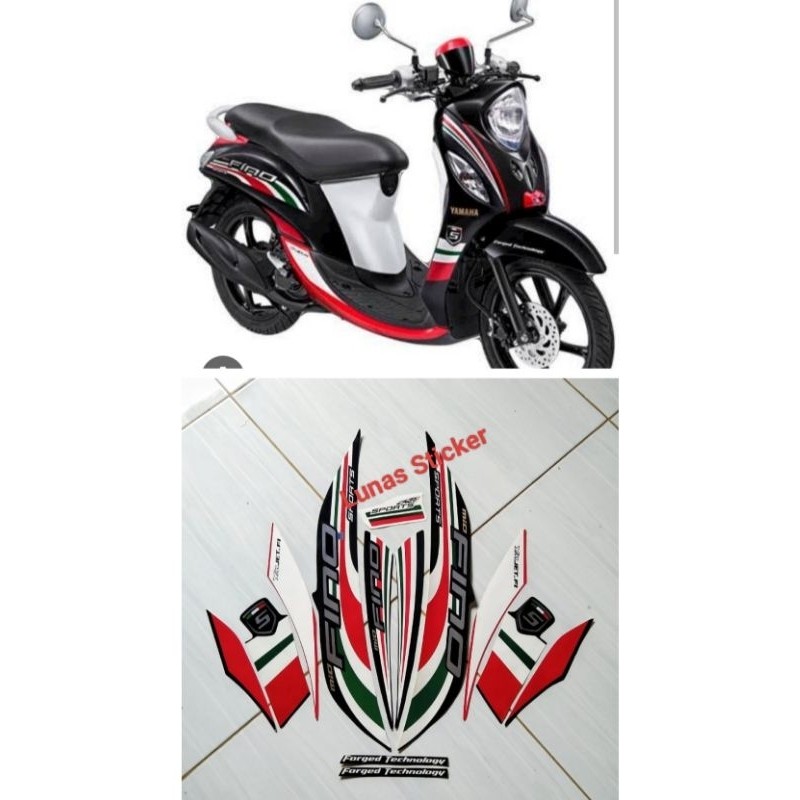 Striping Sticker Stiker Lis Les Standar motor Fino 2015 itam merah