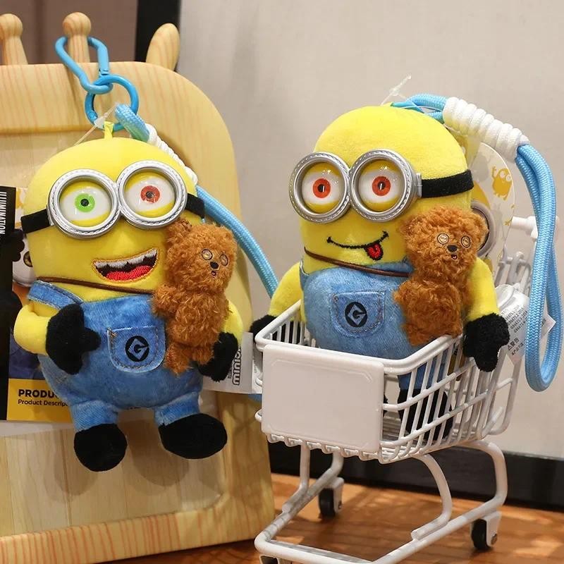 Original Minion Plush Toy Bob and Tim Bear Doll Lovely Bag Pendant Key Chain Kevin Dave Plushies Car