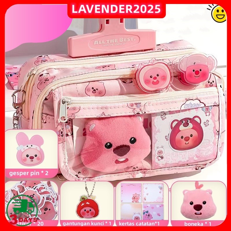

【24H】9 Lapis Tas Alat Tulis Berkapasitas Besar/Tempat Pensil Kartun/Kotakpensil Aesthetic Tas/Dengan Boneka Bros dan Tempat Kertas Ujian Liontin
