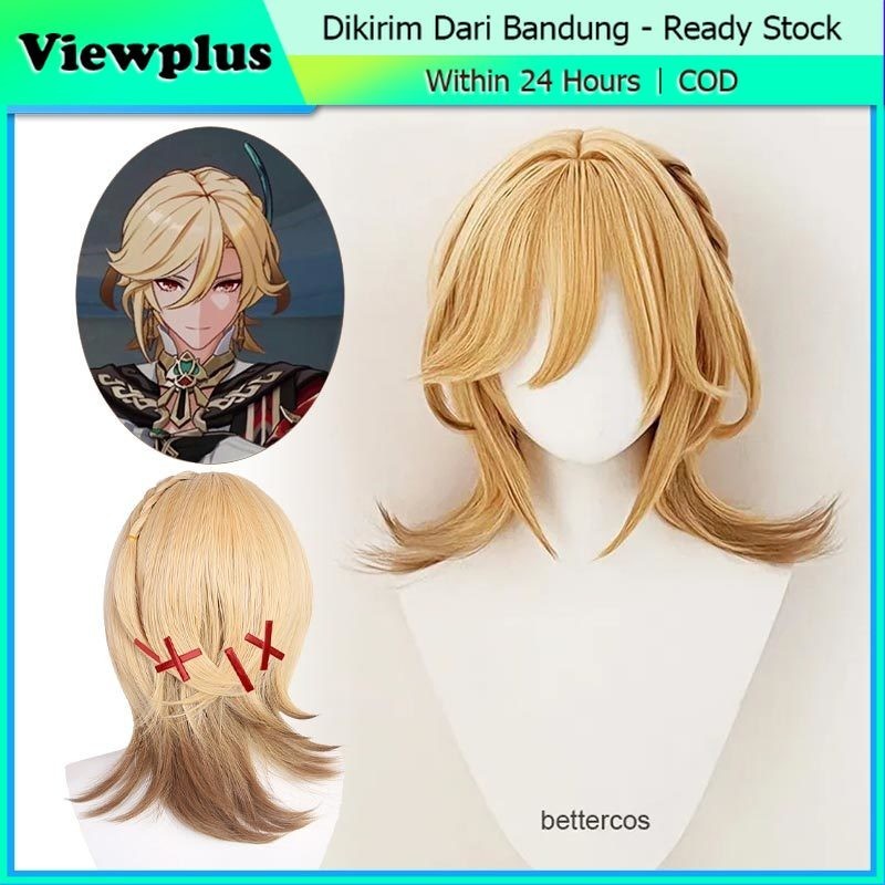Wig Kaveh Cosplay Genshin Impact Kaveh Emas Linen Permainan Genshin Impact