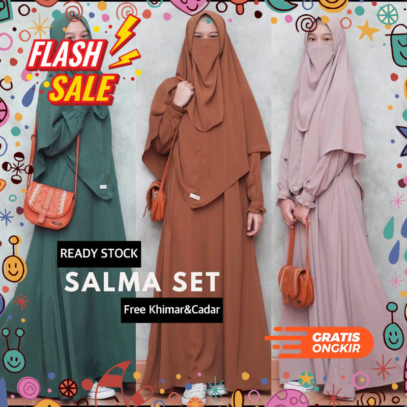 MEGASALE / SALMA SET DRESS KHIMAR NIQOB/CADAR / GAMIS SYAR'I