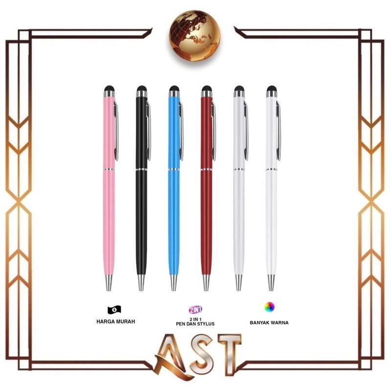 

Pena Pulpen Pen stylus Alat tulis Multifungsi 2 in 1 Metalik Touch Screen