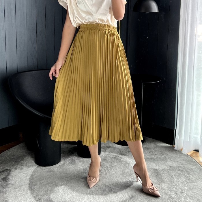 

04 Rok Plisket Midi / Rok Plisket 7/8 / Pleats Skirt Korean (1/2) - Lemon