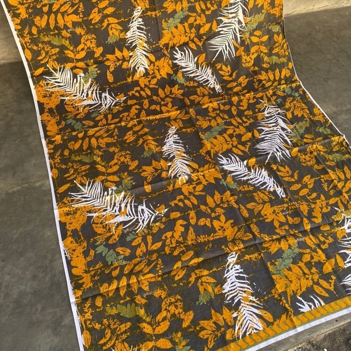 Kain Batik SOLO Motif ECOPRINT Daun ABU Kode : 94