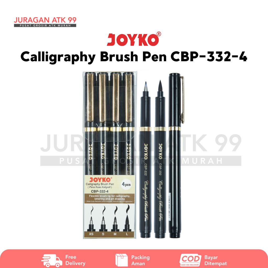 

Calligraphy Brush Pen Joyko Pena Kuas Kaligrafi Joyko Isi 4Pcs CBP-332-4