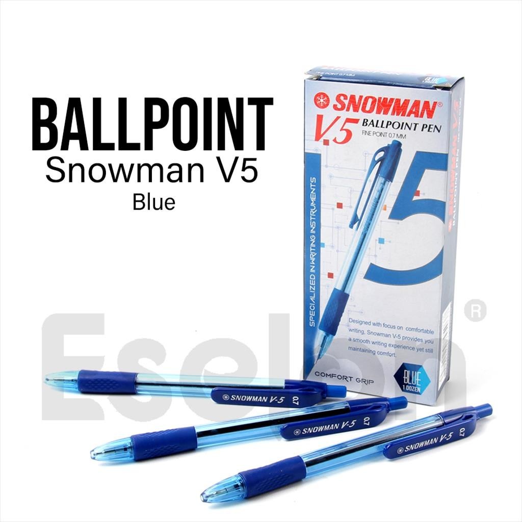 

[MaxMart] 1buah/1pc Pulpen Snowman V5 BIRU / BIRU 0.7mm