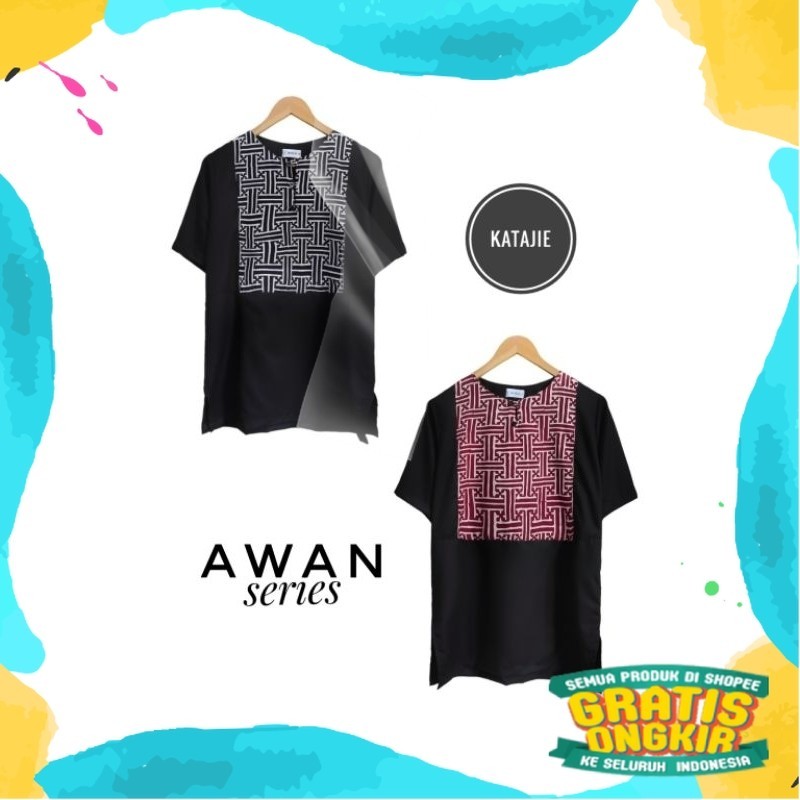 AWAN SERIES Kemeja Pria Blouse Etnik Bohemian Koko Muslim/ 02 allin