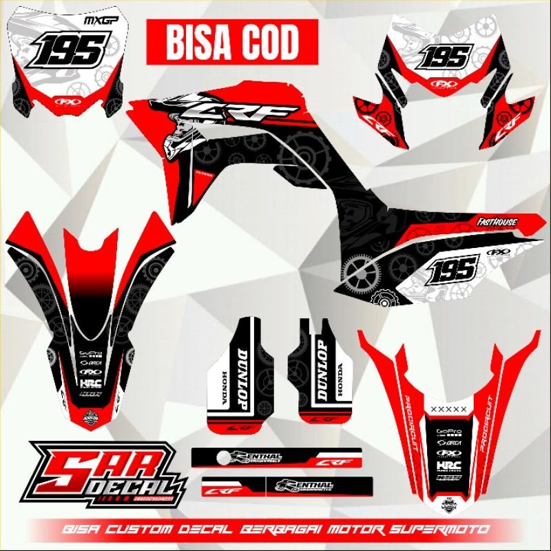 DECAL CRF 150L FULL BODY - DECAL SUPERMOTO MOTO CROSS - DECAL CRF SIMPEL KEREN - DECAL CRF MERAH PUT