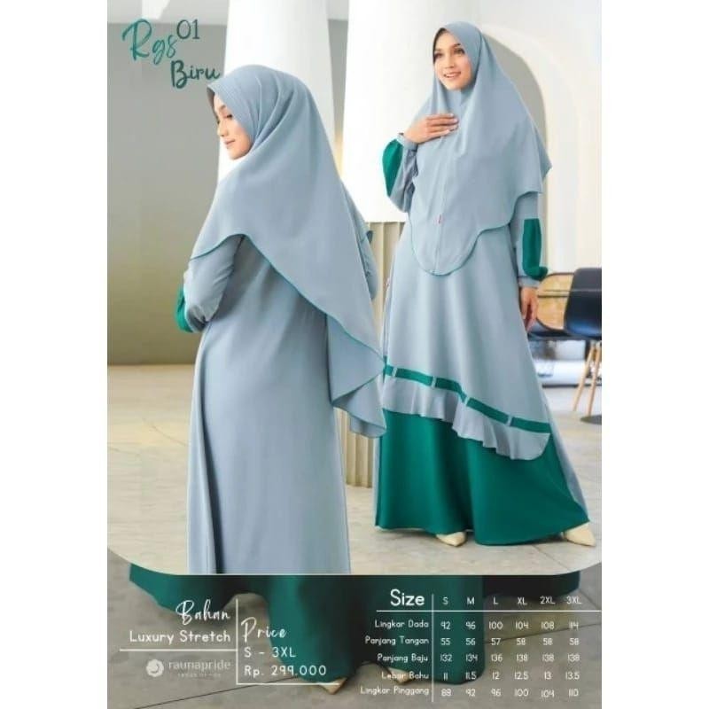 GAMIS SET KHIMAR SYARI RAUNA RGS 01 BIRU