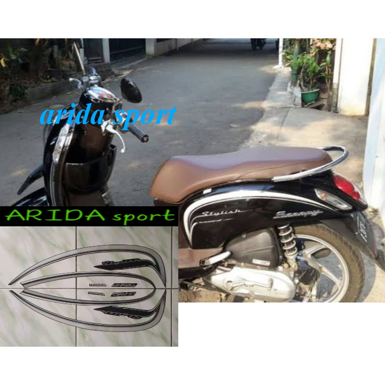 striping stiker  honda scoopy  stylish esp fi 2015 2016 hitam motif striping original scoopy