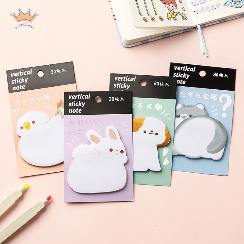 

30lembar Kartun Lucu Seri Berbentuk Hewan Peliharaan Vertikal Sticky Notes Anak Portable Robek Kertas Catatan MK