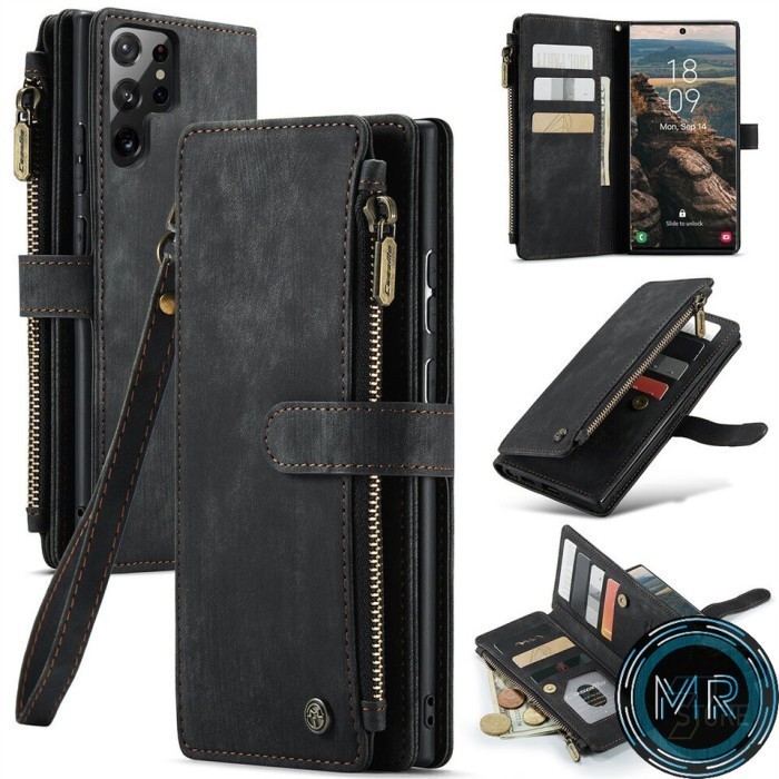 CaseMe C30 Leather Folio Wallet Retro Flip Case Cover Casing Case Samsung Galaxy S24 Ultra 5G Flipca