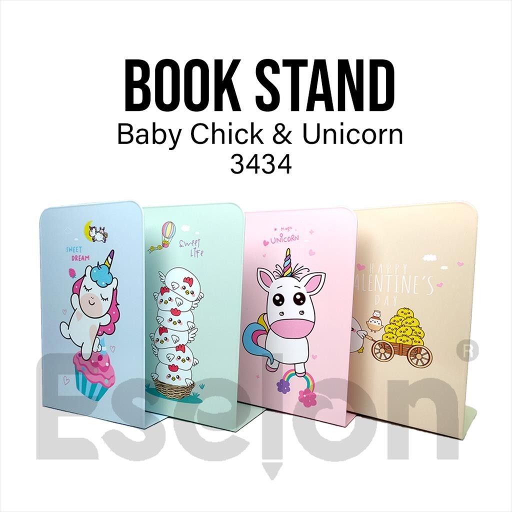 

[ES.JKT] 2pc Book Stand Unicorn Chick/1set Sandaran Buku Motif UnicornChick 3434