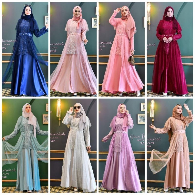 Gamis Kebaya Brokat Wanita Humairah Aldza/ Dress Muslim Modern/ Gamis Brokat Tulle Bordir/ Gamis Lam