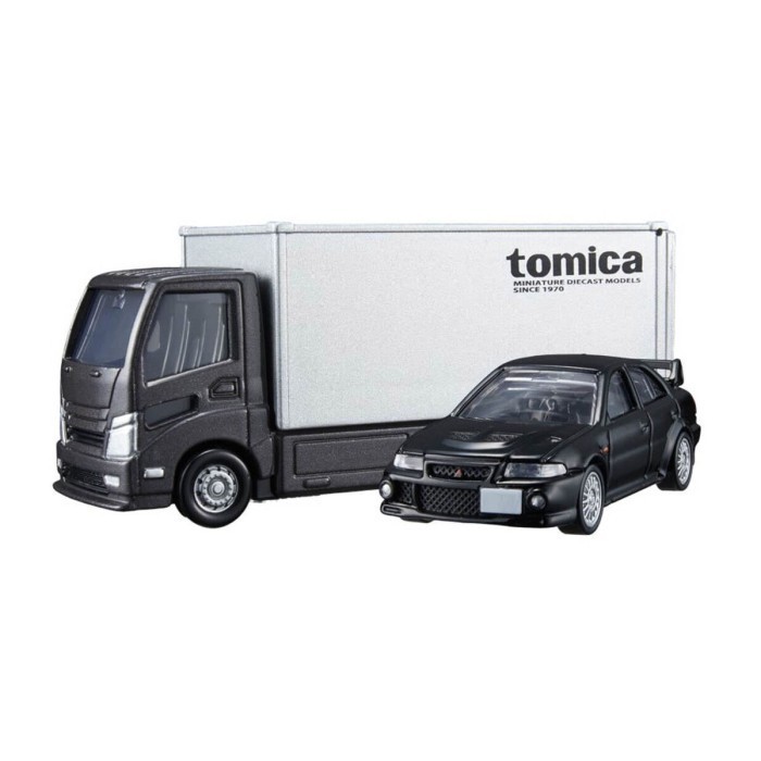 Tomica Premium 912576 Mitsubishi Lancer Evo VI GSR + Truck Black CH27