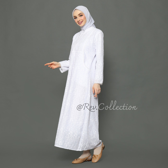 BUSANA MUSLIM GAMIS PUTIH POLOS KS / GAMIS PUTIH BORDIR HAJI DAN UMROH - Gamis Ks, M