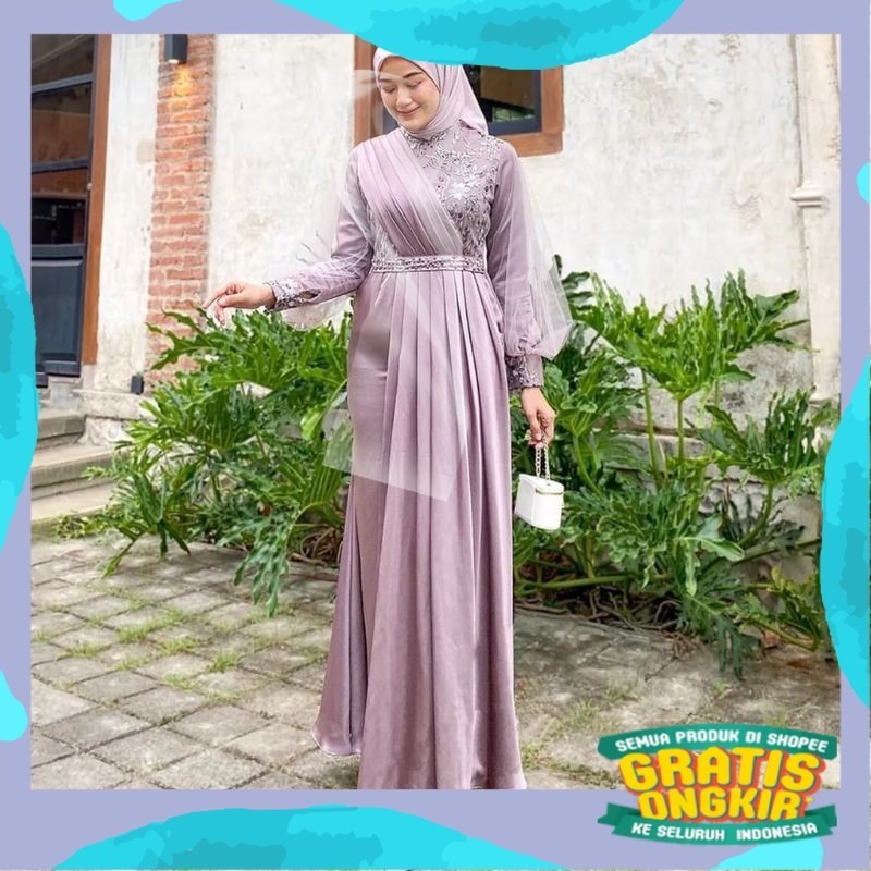 GAMIS PESTA MEWAH ADEEVA/ BAJU PESTA MUSLIM / SERAGAMAN BRIDESMAID/pink fanta