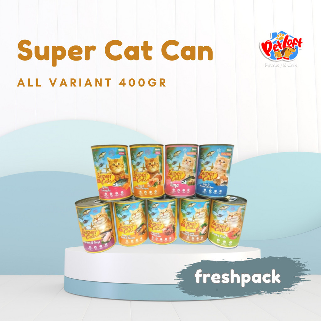 

Super Cat Kaleng 400gr - makanan Kucing basah BEST SELLER