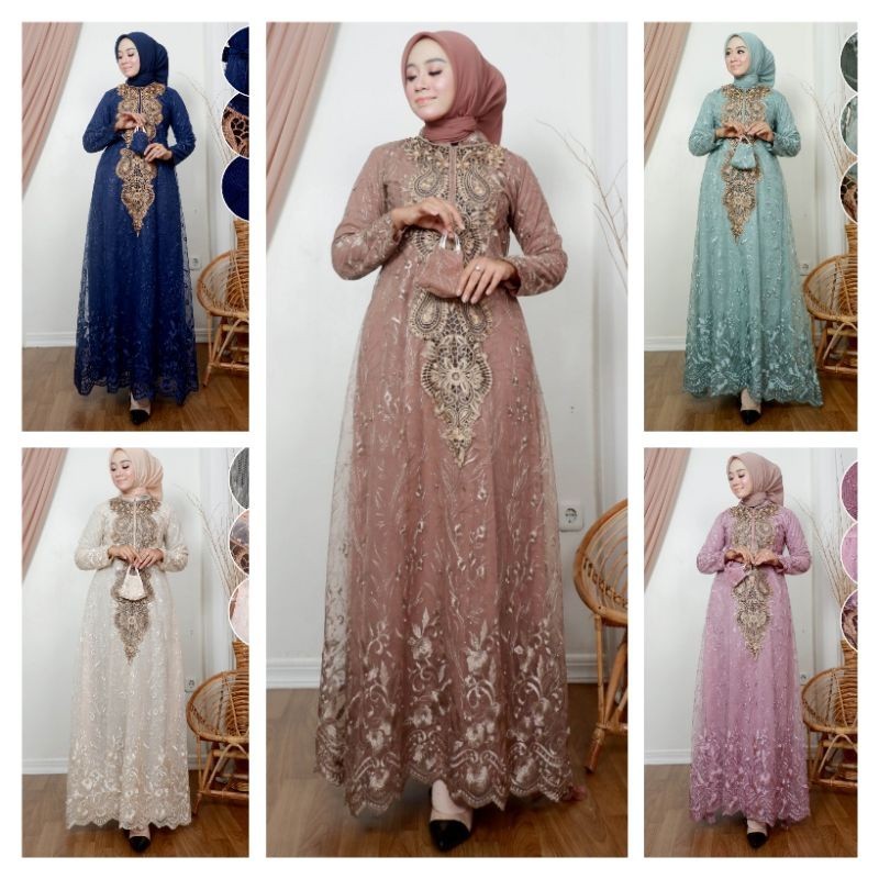 Kebaya Gamis Modern Najwa 2 Lefi/ Gamis Busui/ Gamis Pesta/ Gamis Lamaran/ Gamis Bordir Lebaran Brok
