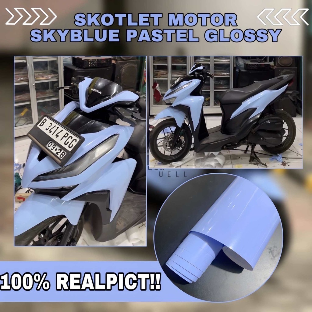 SKOTLET STIKER MOTOR ICE BLUE PASTEL GLOSY SCOTLITE ICE BLUE PASTEL SKOTLET GLOSY SKOTLET BIRU PASTE